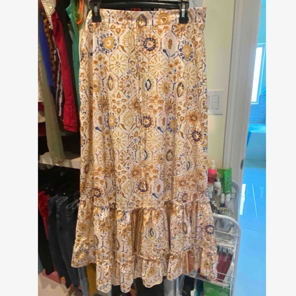 Dresses & Skirts - 02 Boho Floral Print High Waist Ruffle Hem Maxi Skirt